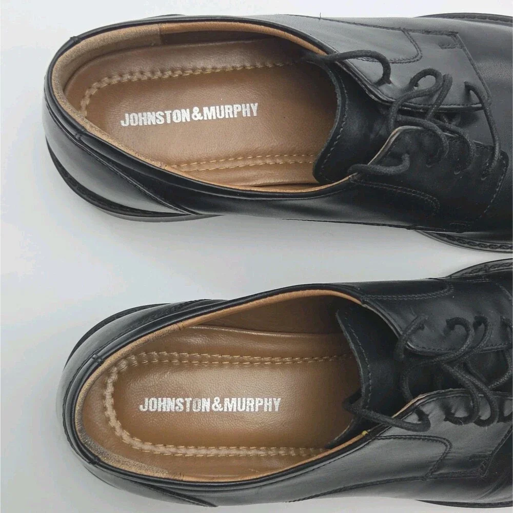 Johnston & Murphy Shoe Black Leather Cap Toe Oxford Men Sz 12 Dress 20-1861